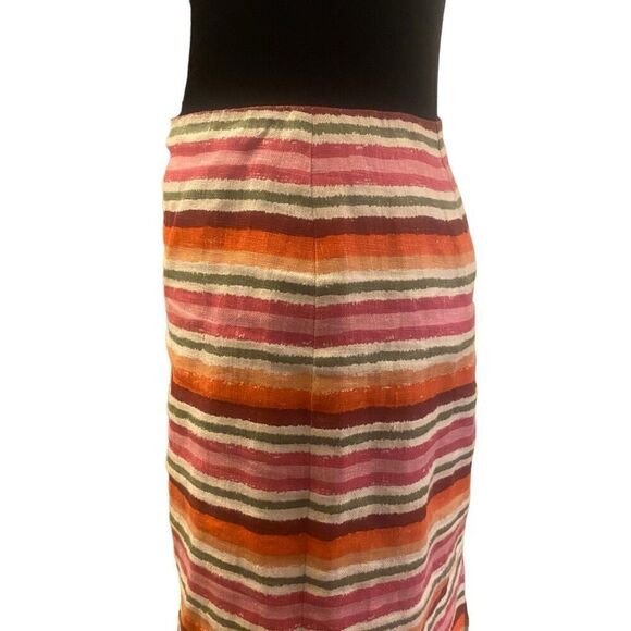 Talbots Multicolor Stripe Linen Pencil‎ Skirt Size 14 - Picture 5 of 13
